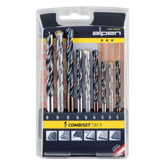 Wood-steel-masonry Drill Bit Set 9 Piece 5 6-8